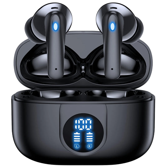 Wireless Earbuds, Bluetooth Headphones V5.4 Stereo Ear Buds with Noise Cancelling Mics, 60H Playback Mini Case with Dual LED Display, IP7 Waterproof In-Ear Earphones for Android Ios